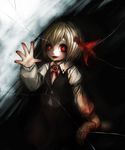  arm blood bloody_clothes bloody_hands broken_glass fang glass glowing glowing_eyes highres holding_arm rumia solo spark621 touhou 