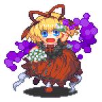  blonde_hair blue_eyes bow dress flower hair_bow lowres medicine_melancholy miranko pixel_art poison solo touhou 