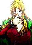  absurdres balalaika_(black_lagoon) black_lagoon blonde_hair blue_eyes breasts cigar cleavage formal highres large_breasts long_coat long_hair mole mole_under_eye naonakamura scar smoking solo suit 