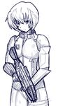  assault_rifle ayanami_rei bodysuit gun m-8_avenger mass_effect mike_angel monochrome n7_armor neon_genesis_evangelion parody rifle sketch weapon 