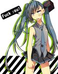  bad_id bad_pixiv_id bandaid bandaid_on_face bandaid_on_leg english haru_(oomr005) hatsune_miku long_hair necktie profanity skirt solo twintails very_long_hair vocaloid 