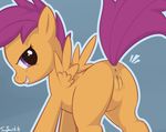  blush butt cub edit equine female feral friendship_is_magic hair horse mammal my_little_pony pegasus pony presenting purple_eyes purple_hair pussy scootaloo_(mlp) solo tom_smith wings young 