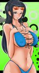  1girl black_hair blue_hair breasts cleavage gucchi_(n3gt6apf) highres large_breasts long_hair midriff nico_robin one_piece pixiv_manga_sample resized solo 