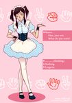  apron avatar:_the_last_airbender blue_eyes breasts brown_hair english korra legend_of_korra maid maid_apron maid_uniform pink_background skirt the_legend_of_korra wink 