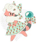  bad_pixiv_id clothed_pokemon creature dress flaaffy food food_print fruit gen_2_pokemon hair_ribbon keeeyboard lowres no_humans pokemon pokemon_(creature) ribbon strawberry strawberry_print tail tail_ribbon 