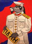  anthro black black_hair canine eyes facial_hair flag form goatee gouache hair joseph_stalin mammal peak-cap plan s.t.a.l.k.e.r. shoulder stalin stalker_werewolf straps suit traditional_media ussr were werewolf werewolfovna white yellow yellow_eyes 