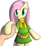  belt blue_eyes cloth clothing cute disembodied_hand dress equine female fluttershy_(mlp) friendship_is_magic hair hand horse human long_hair looking_at_viewer mammal my_little_pony pegasus pink_hair pony scarf smile tg-0 wings 