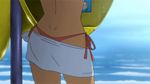  1girl animated animated_gif ass ass_shake bikini cap dark_skin dimples_of_venus lowres michiko_&amp;_hatchin michiko_malandro michiko_to_hacchin michiko_to_hatchin panties sarong screencap side-tie_bikini swimsuit thong underwear water whale_tail 