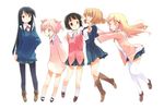  asoka black_hair blonde_hair blue_eyes blush brown_eyes brown_hair character_request closed_eyes green_eyes lilium_ensemble long_hair mary_janes multiple_girls official_art open_mouth pantyhose pink_hair shoes short_hair simple_background skirt smile socks thighhighs white_background 