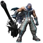  azul_the_cerulean belt boots cape dirge_of_cerberus dirge_of_cerberus_final_fantasy_vii final_fantasy final_fantasy_vii final_fantasy_viii futuristic gauntlets gloves highres male male_focus manly official_art science_fiction short_hair spiked_hair standing thighighs turtleneck weapon 