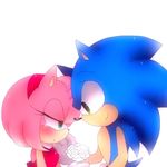  amy_rose artist_request blue_hair crying dress flower gloves green_eyes headband pink_hair sega short_hair sonic sonic_the_hedgehog tears 