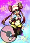  1girl brown_hair double_bun female_protagonist_(pokemon_bw2) hat mei_(pokemon) pokemon pokemon_(game) pokemon_bw2 solo visor_cap 