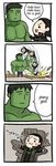  :3 black_hair clothing comic cute deity dialog english_text green_body green_hair hair hulk human humor lazyturtle loki loki_(marvel) male mammal marvel nyoro~n text the_avengers topless 