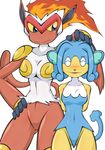  infernape monkey no_humans pokemon pokemon_(game) pokemon_black_and_white pokemon_bw simipour uranoyoru 