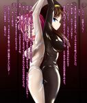  bdsm blue_eyes bondage bound breasts brown_hair covered_nipples green_eyes highres large_breasts latex long_hair multiple_girls original pink_hair shiny shiny_clothes short_hair tamakko translation_request 