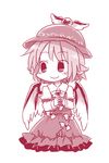  animal_ears blush hands_together hat highres monochrome mystia_lorelei own_hands_together pink simple_background smile solo touhou white_background wings yamabuki_(yusuraume) 