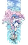  alternate_costume ankle_wrap barefoot blue_eyes blue_hair japanese_clothes kimono kumoi_ichirin long_hair open_mouth short_kimono standing standing_on_one_leg toropp touhou unzan younger 