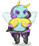  anthro breasts female gotobeido illumise nintendo nipples plain_background pok&#233;mon pok&#233;morph pok&eacute;mon purple_eyes pussy video_games white_background wings 