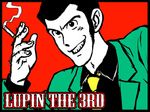  arsene_lupin_iii black_hair character_name cigarette flat_color formal green_jacket grin jacket kuroi_kazuhiro lupin_iii necktie short_hair sideburns smile suit yellow_neckwear 