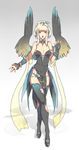  ahoge armband bad_deviantart_id bad_id blonde_hair blue_hair boots bracelet breasts choker cleavage deathalice feathered_wings gem highres jewelry medium_breasts multicolored_hair open_mouth original shadow solo thigh_boots thighhighs wings wrist_cuffs 