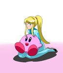  blonde_hair blue_eyes bodysuit kirby mei1988 mei_(rg11558) metroid pixiv_thumbnail resized samus_aran zero_suit 