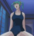  1boy 1girl animated animated_gif bouncing_breasts breasts cowgirl_position discipline eyes_closed girl_on_top green_hair hayami_takurou hetero lowres night nonomura_ruri school_swimsuit sex solo_focus straddle straddling swimsuit swimsuit_aside twintails vaginal 
