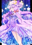  bespectacled bow breasts capelet crescent glasses hair_bow hat highres long_hair medium_breasts nightgown patchouli_knowledge purple_eyes purple_hair qontamblue solo touhou very_long_hair 