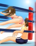  #13 arena ass ayano_(#13) bikini face_in_ass femdom humiliation stinkface swimsuit wrestling wrestling_ring 