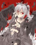  absurdres choker dress drill_hair grey_hair hair_ribbon highres idolmaster idolmaster_cinderella_girls kanzaki_ranko lolita_fashion navel red_eyes ribbon shijou_hasekura twin_drills twintails wings 