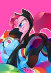  blue_eyes bodysuit butt cloth clothing equine female friendship_is_magic hair horse iopichio latex lesbian long_hair mammal multi-colored_hair my_little_pony pegasus pink_hair pinkie_pie_(mlp) pony purple_eyes rainbow_dash_(mlp) rainbow_hair rubber shiny skinsuit smile socks wings 