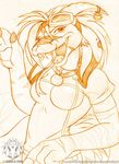  clothing collar ear_piercing emrenni eyewear female forked_tongue goggles hair horn looking_at_viewer outcastproductions piercing scalie shirt sketch solo tongue 