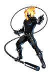  absurdres chain fire ghost_rider highres jacket male_focus marvel marvel_vs._capcom marvel_vs._capcom_3 mori_toshiaki official_art skull solo spikes transparent_background 