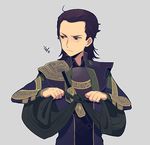  avengers black_hair cape green_eyes laphy loki_(marvel) male_focus marvel 