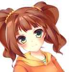  close-up green_eyes hood hoodie idolmaster idolmaster_(classic) kaniya_shiku long_hair orange_hair smile solo takatsuki_yayoi twintails 