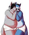  anthro canine chubby duo eye_contact gay hand_holding kronexfire male mammal overweight 