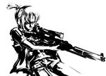  aiming alchemybro ear_protection greyscale gun iris_(material_sniper) jacket material_sniper monochrome non-web_source rifle scope short_ponytail sleeves_rolled_up sniper_rifle solo weapon 