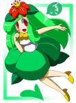  1girl green_hair highres lilligant personification pokemon red_eyes 