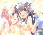  2girls blush breasts fang nimura_yuushi nipples nude original 