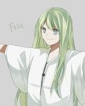  bad_id bad_pixiv_id enkidu_(fate/strange_fake) fate/strange_fake fate_(series) green_hair grey_background grey_eyes long_hair male_focus mmm_ss outstretched_arms robe solo 