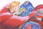  autobot_insignia couple female human kiss_players kissing machine male mammal marissa_fairborne mechanical optimus_prime robot size_difference transformers yellow_eyes yuki_oshima 