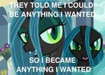  2012 blackdragon94 changeling equine female friendship_is_magic green_eyes horn horse my_little_pony queen_chrysalis_(mlp) text 