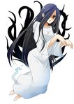  barefoot blue_eyes dress ghost hair_over_one_eye isuka long_dress long_hair solo the_ring very_long_hair wet white_dress yamamura_sadako 