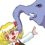 blonde_hair elephant hair_ribbon lowres red_eyes ribbon rumia solo touhou what 