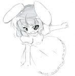  animal_ears bunny_ears dress graphite_(medium) greyscale inaba_tewi monochrome oka_(bananashoe) short_hair sketch solo touhou traditional_media 