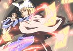  battle blonde_hair frown hands_clasped hat long_sleeves magic own_hands_together pillow_hat short_hair solo tenpura_(tenpura621) touhou wide_sleeves yakumo_ran yellow_eyes 