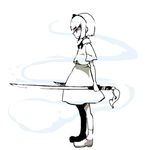  greyscale hitodama konpaku_youmu konpaku_youmu_(ghost) monochrome shikai_(iesiki_56) solo sword touhou weapon 