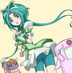  :&lt; akimoto_komachi bike_shorts butterfly_hair_ornament caryo cure_mint green_eyes green_hair green_shorts hair_ornament lowres magical_girl merupo_(precure_5) nanashino nuts_(yes!_precure_5) precure shorts shorts_under_skirt yes!_precure_5 