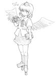  geta greyscale looking_at_viewer monochrome shameimaru_aya sketch solo tengu-geta torque touhou 