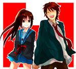  1girl cardigan genderswap genderswap_(mtf) kyon kyonko ponytail school_uniform serafuku suzumiya_haruhi suzumiya_haruhi_no_yuuutsu suzumiya_haruhiko 