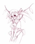  flandre_scarlet monochrome pink seo_tatsuya sketch solo touhou wings 